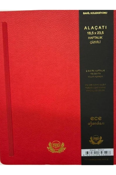 Ece Ajanda Alaçatı Kırmızı Haftalık Çizgili 18,5x23,5 2025 - Resim 2