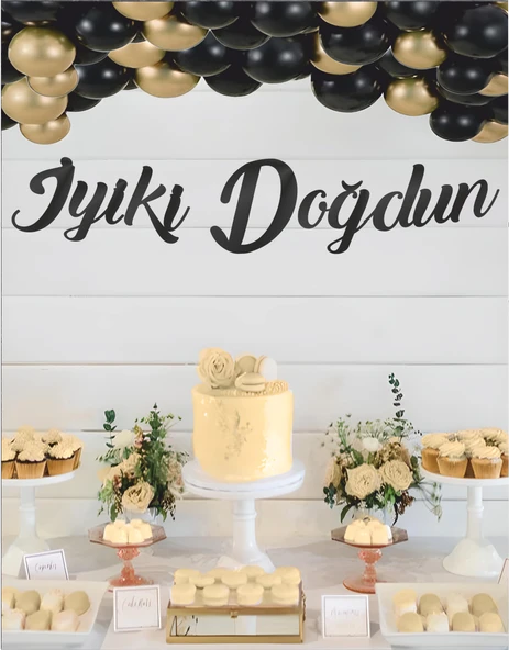 İyiki Doğdun Siyah Kaligrafi Banner ürün görseli 1