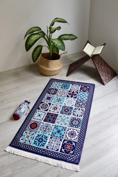 Pratik Ve Taşınabilir Ipek Dokulu Keseli Seccade 40 Yama Desen S100110 Turuncu - Resim 7