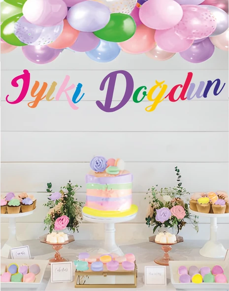 İyiki Doğdun Renkli Kaligrafi Banner ürün görseli 1