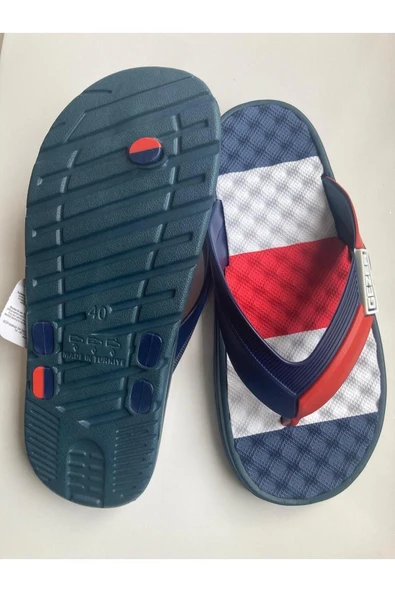 Gezer Erkek Masajlı Parmak Arası Terlik Lacivert Kırmızı 13087 - Resim 4