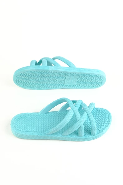 Gezer Yazlık Kaydırmaz Taban Kadın Terlik - Mavi - Resim 4