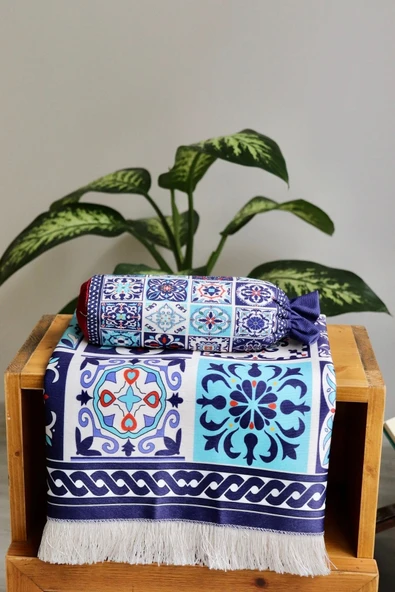 Pratik Ve Taşınabilir Ipek Dokulu Keseli Seccade 40 Yama Desen S100110 Turuncu - Resim 10