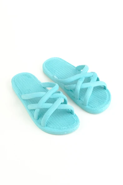 Gezer Yazlık Kaydırmaz Taban Kadın Terlik - Mavi - Resim 5