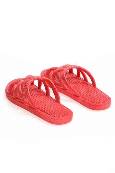 Gezer Yazlık Kaydırmaz Taban Kadın Terlik - Kırmızı - Resim 2