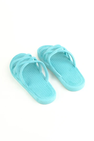 Gezer Yazlık Kaydırmaz Taban Kadın Terlik - Mavi - Resim 3