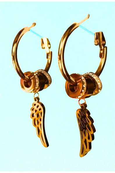 Monalisa Home Lüks Gösterişli Kanat Figürlü Sallantılı Küpe ürün görseli 1