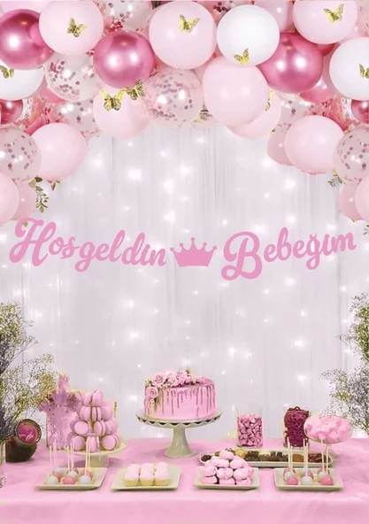 Hoşgeldin Bebeğim Pembe Kaligrafi Banner ürün görseli 1
