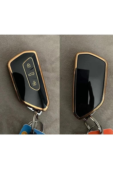Golf 8 Kumanda Kılıfı Seat Skoda Siyah Gold Altın Renk ürün görseli