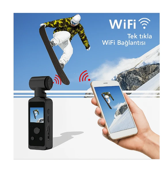 QASUL 4K HD 270 Derece Dönebilir 1.3in  Ekran  Su Geçirmez Kılıflı Kask Motosiklet Doğa Sporları - 3