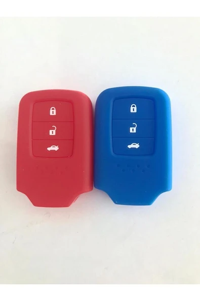 2 Adet Civic Fc5 Crv Hrv Sustasız Silikon Anahtar Kılıfı Kırmızı Ve Mavi - Resim 2