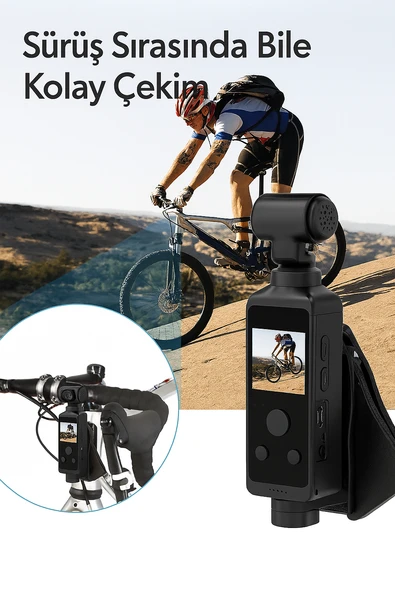 QASUL 4K HD 270 Derece Dönebilir 1.3in  Ekran  Su Geçirmez Kılıflı Kask Motosiklet Doğa Sporları - 4