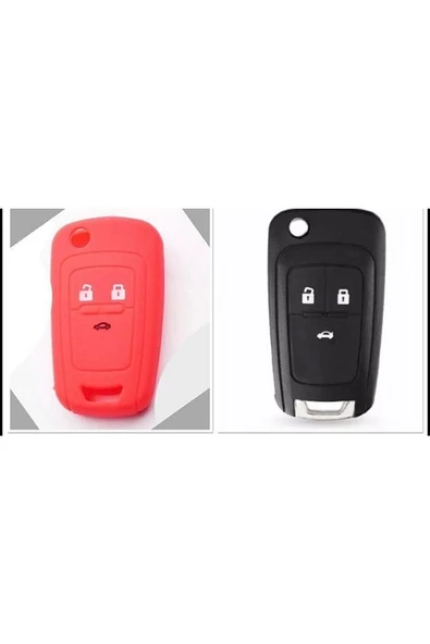 Astra Insignia Corsa 3 Tuş Silikon Anahtar Koruma Kılıfı Kırmızı Renk ürün görseli