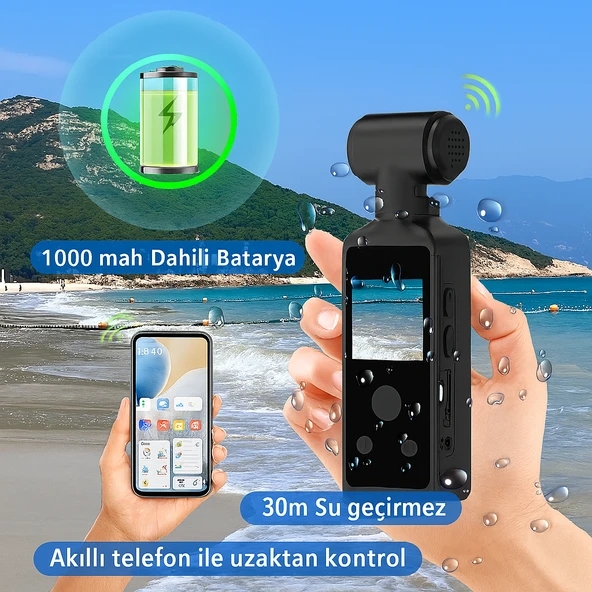 QASUL 4K HD 270 Derece Dönebilir 1.3in  Ekran  Su Geçirmez Kılıflı Kask Motosiklet Doğa Sporları - 5