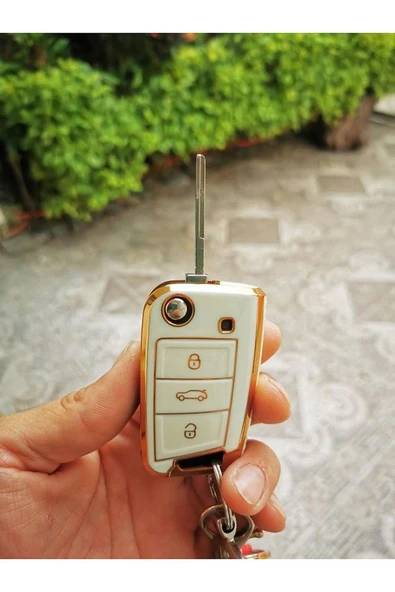 Golf 7 Anahtar Kılıf (beyaz/altın) - Resim 2