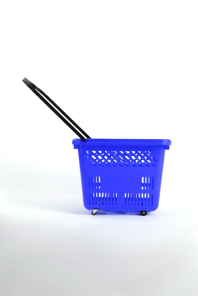 Tekerlekli Market Sepeti (Tekerlekli Alışveriş Sepeti) 54 L Mavi - 4
