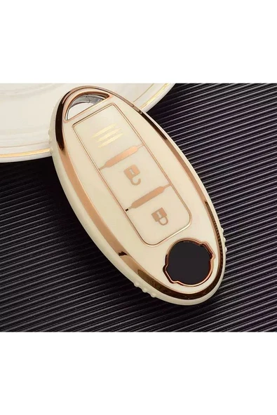 Nissan Qashqai Juke X-trail Micra Pulsar Note Anahtar Kılıfı Krem/gold Eski Kasa Uyumlu ürün görseli