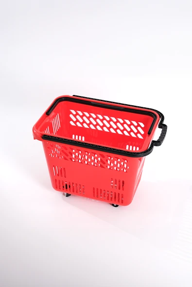 Tekerlekli Market Sepeti (Tekerlekli Alışveriş Sepeti) 54 L Kırmızı - 2