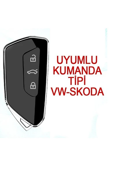 Golf 8 Kumanda Kılıfı Seat Skoda Siyah Gold Altın Renk - Resim 2