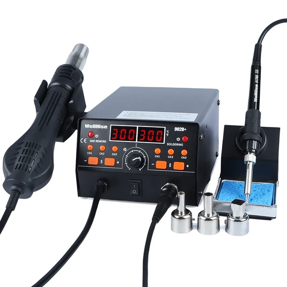 WellHise 902D+ Isı Ayarlı Sıcak Hava Üflemeli Havya İstasyonu