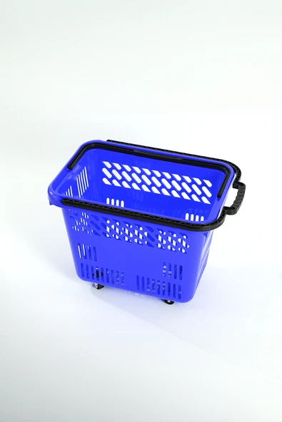 Tekerlekli Market Sepeti (Tekerlekli Alışveriş Sepeti) 54 L Mavi - 2