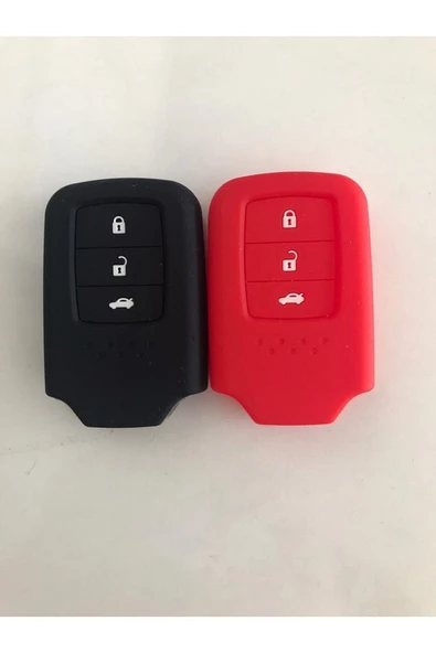 2 Adet Civic Fc5 Crv Hrv Sustasız Silikon Anahtar Kılıfı Kırmızı Ve Siyah - Resim 2