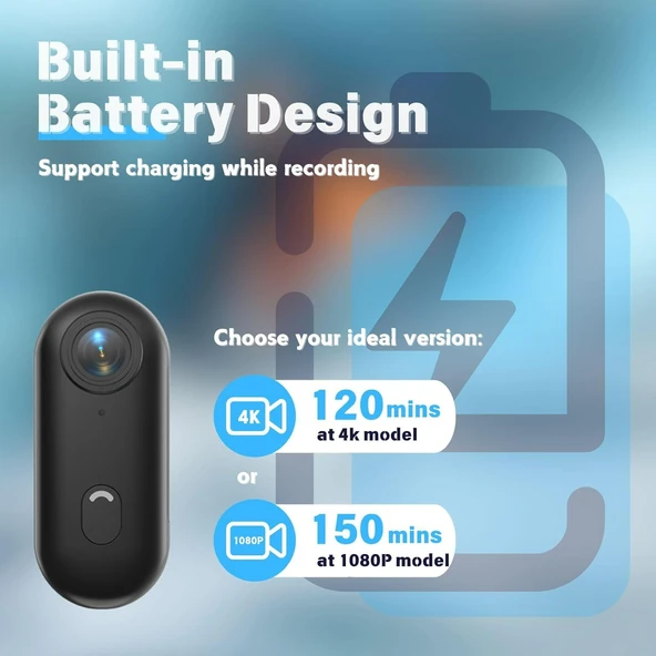 Ozmik H.265 4K Kamera 360 Dönebilen Klipsli ve Manyetik Klipsli Giyilebilir Kamera 120 DK - Resim 6