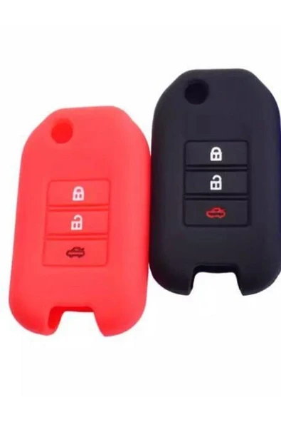 2 Adet Civic Fc5 Crv Hrv Uyumlu Sustalı Silikon Anahtar Kılıfı Kırmızı Ve Siyah Renk ürün görseli