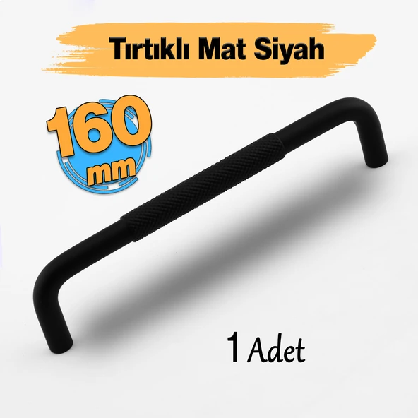 Uber Tırtıklı Mat Siyah Metal Kulp 160 mm 16 cm Mobilya Çekmece Mutfak Dolabı Dolap Kapak Kulpları ürün görseli