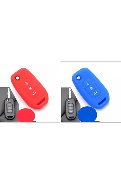2 Adet Megane 4 Joy - Clio 5 Ve Koleos Silikon Anahtar Koruma Kılıfı Kırmızı Ve Mavi Renk ürün görseli