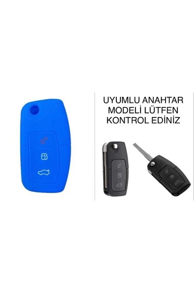 Fiesta Focus B-max Kuga Silikon Anahtar Koruma Kılıfı Mavi Renk ürün görseli