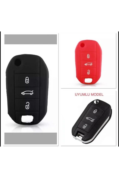 2 Adet 208 308 301 3008 5008 Silikon Anahtar Koruma Kılıfı Siyah Ve Kırmızı ürün görseli