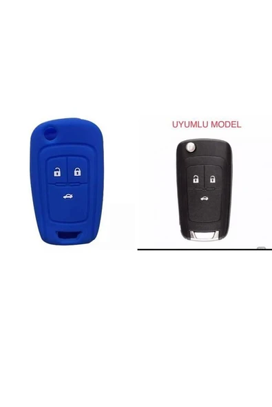 Astra Insignia Corsa 3 Tuş Silikon Anahtar Koruma Kılıfı Mavi Renk ürün görseli