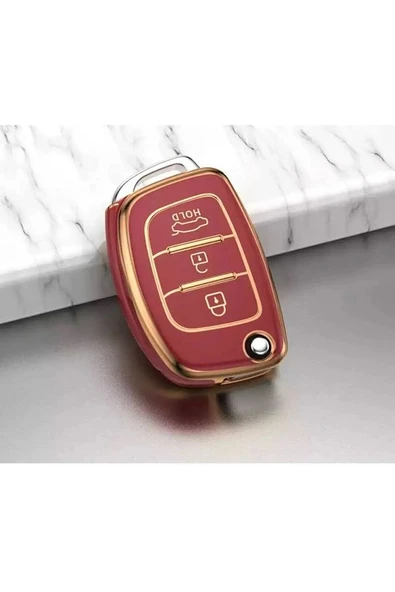 Hyundai Bayon I10 I20 Ix35 Elantra Tucson Anahtar Kılıfı 2. Ve 3.resime Bakınız Kırmızı/gold ürün görseli