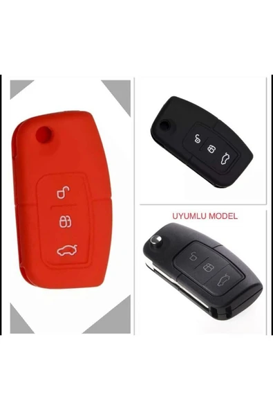 2 Adet Fiesta Focus B-max Kuga Silikon Anahtar Koruma Kılıfı Siyah Ve Kırmızı ürün görseli
