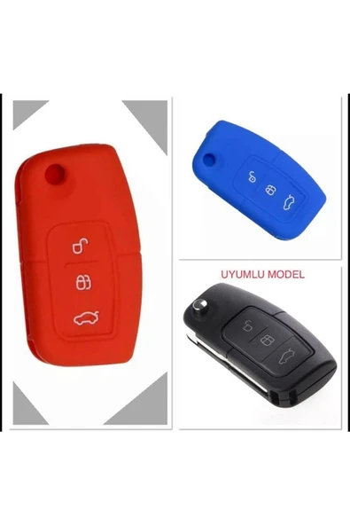 2 Adet Fiesta Focus B-max Kuga Silikon Anahtar Koruma Kılıfı Mavi Ve Kırmızı Renk ürün görseli