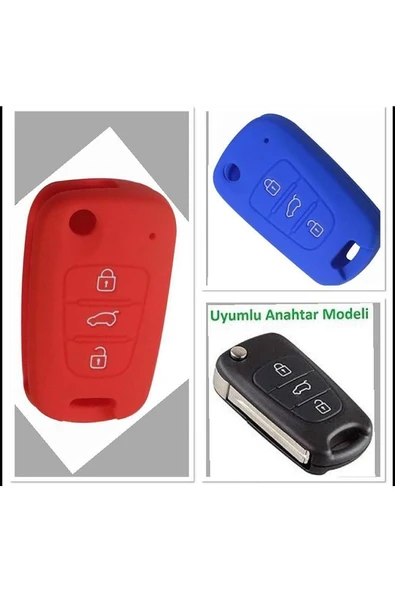 2 Adet Accent Era I20 I30 Elantra Silikon Anahtar Koruma Kılıfı Kırmızı Ve Mavi Renk ürün görseli