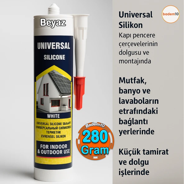 Genel Amaçlı Beyaz Universal Silikon 280 ml İç Dış Mekan Kapı Pencere Uygun Su Geçirmez Sızdırmazlık - 2