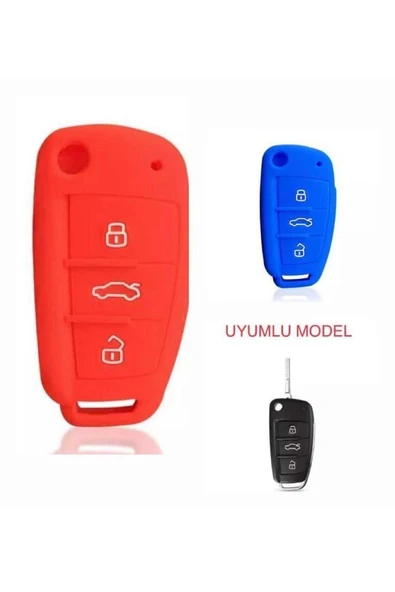 2 Adet A1 A3 A4 A6 Q7 Silikon Anahtar Koruma Kılıfı Kırmızı Ve Mavi Renk ürün görseli