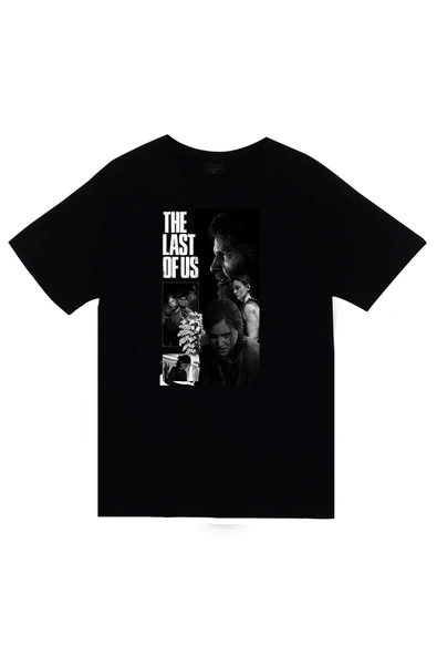 The Last of Us – Ellie & Joel Baskılı Unisex %100 Pamuk Siyah T-shirt ürün görseli