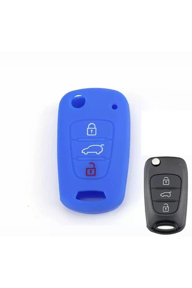 Accent Era I20 I30 Elantra Silikon Anahtar Koruma Kılıfı Mavi Renk Lütfen Anahtar Teyiti Yapınız ürün görseli