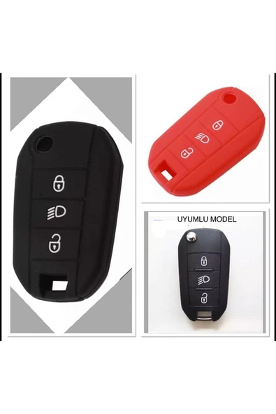 2 Adet 3008 308 508 408 2008 Silikon Anahtar Koruma Kılıfı Siyah Ve Kırmızı 2.resime Bakınız ürün görseli