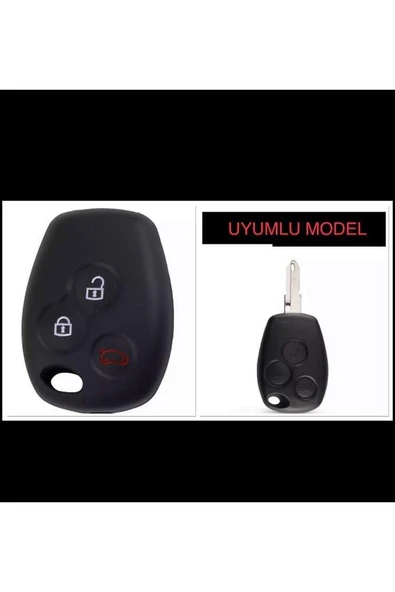 Clio Kangoo Megane Modus Laguna Scenic Silikon Anahtar Koruma Kılıfı Siyah Renk 3 Tuşlu - Resim 3