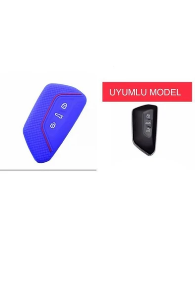 Yeni Volkswagen Golf 8 Silikon Anahtar Koruma Kılıfı Mavi Renk ürün görseli