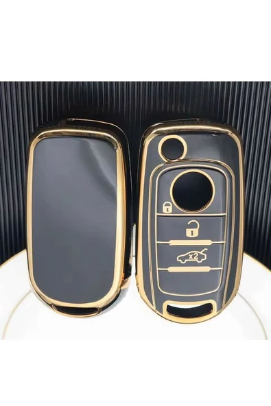 Fiat Egea 500X Uyumlu Anahtar Koruma Kılıfı Siyah/Gold  2.Resime Lütfen Bakınız ürün görseli