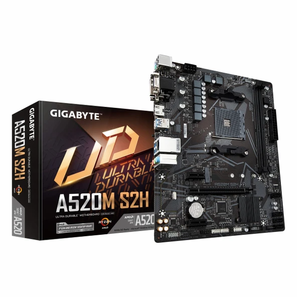 Gigabyte A520M S2H DDR4 (5000MHz)OC M.2 DVI/VGA/HDMI PCIe 3.0 AM4 mATX Anakart ürün görseli 1