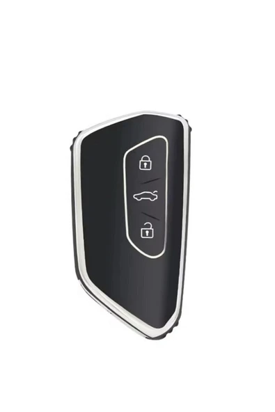 Seat Leon Ve Fr Mk4 2021+ Uyumlu Anahtar Kılıfı 2.Resime Bakınız Siyah/Krom ürün görseli