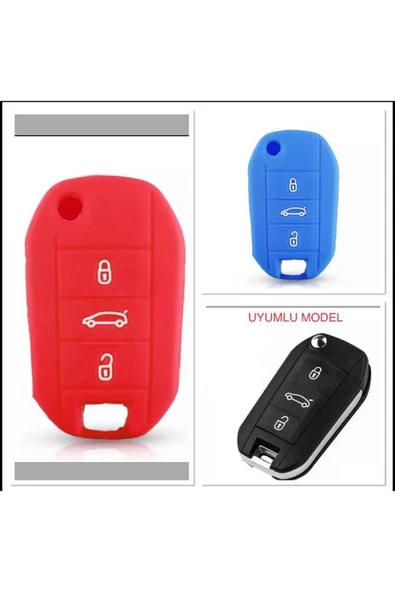 2 Adet Grandland X Silikon Anahtar Koruma Kılıfı Sustalı Kırmızı Ve Mavi Renkler ürün görseli