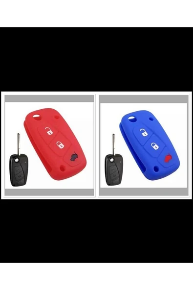 2 Adet Fiat Punto Panda Uno Doblo Ducato Silikon Anahtar Koruma Kılıfı Kırmızı Ve Mavi ürün görseli