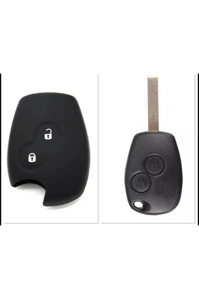 Clio Megane Duster Sandero Captur 2 Tuşlu Silikon Anahtar Koruma Kılıfı Siyah Renk ürün görseli